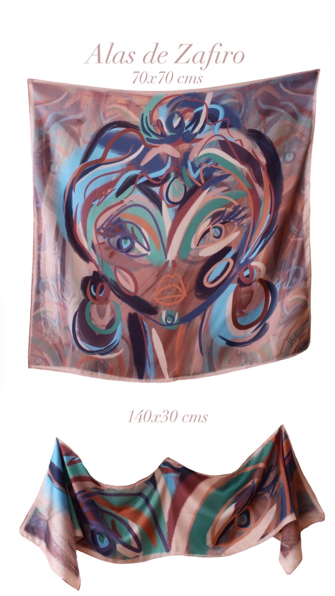 Silk Satin Scarf Alas de Zafiro