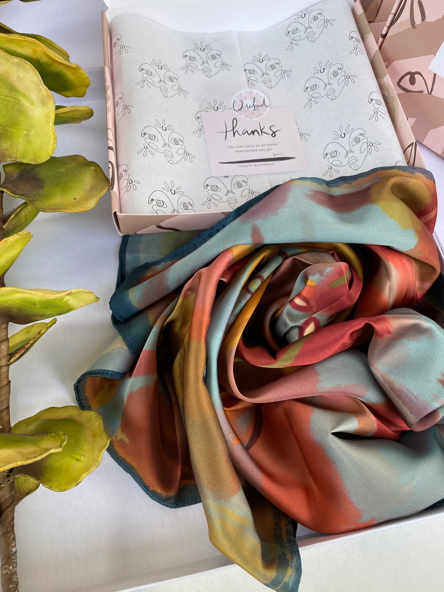 Silk scarf, wetland orchid