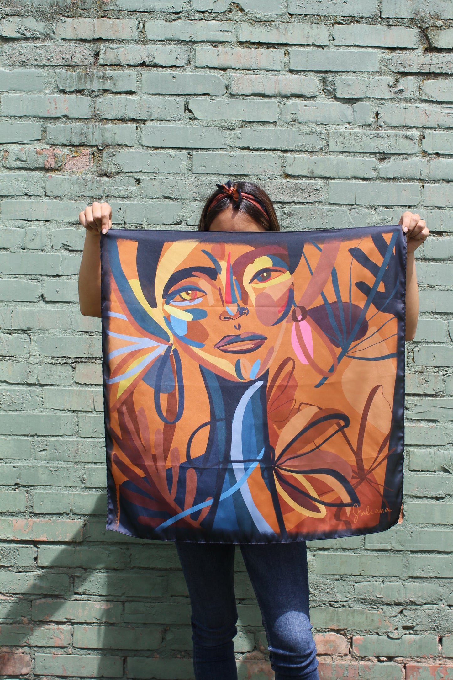 Silk Satin Scarf Jacana